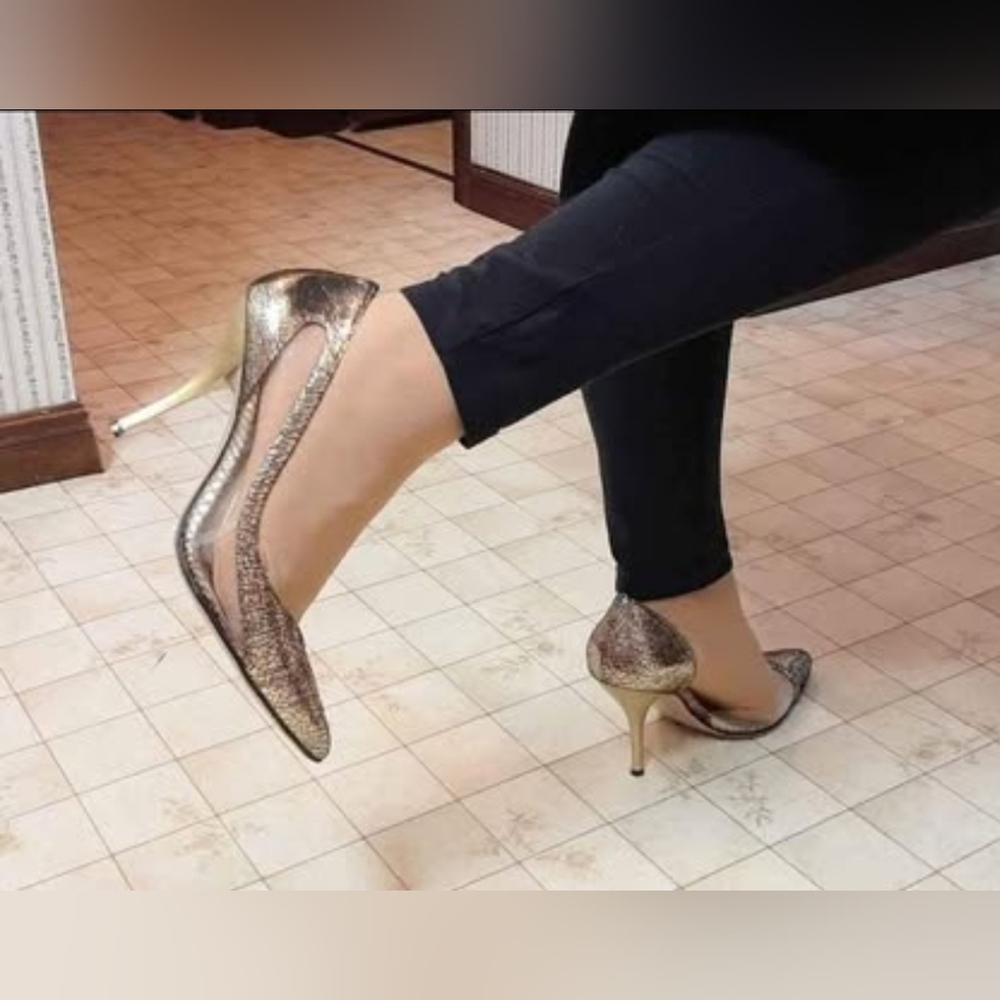 Brand New Sizes 6, 7, 8, 9 Metallic Gold/Transparent High Heeled Pumps